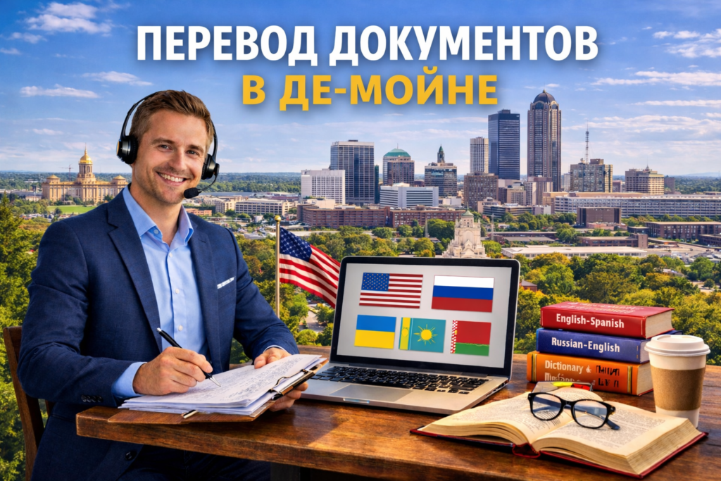 Перевод документов в Де-Мойне Айова (Des Moines Iowa),
Сертифицированный перевод для USCIS