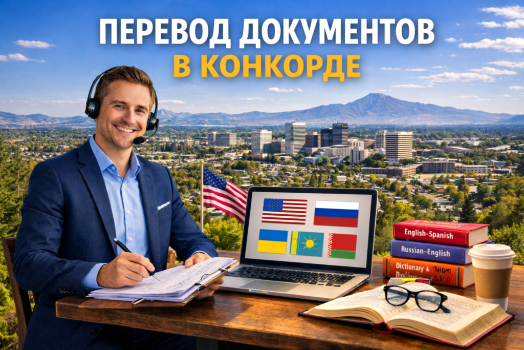 Перевод документов в Конкорде Северная Каролина (Concord North Carolina),
Сертифицированный перевод для USCIS