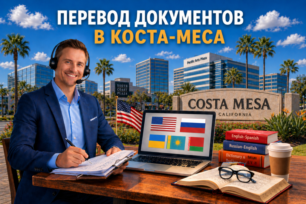 Перевод документов в Коста-Меса Калифорния (Costa Mesa California),
Сертифицированный перевод для USCIS