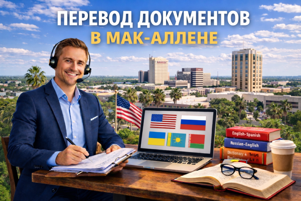 Перевод документов в Мак-Аллене Техас (McAllen Texas),
Сертифицированный перевод для USCIS